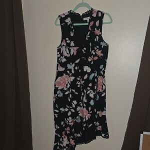 Dress the Population Asymmetrical Floral Dress in Black and Pink